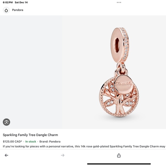 Pandora Rose Gold Family Tree charm - Picture 2 of 6